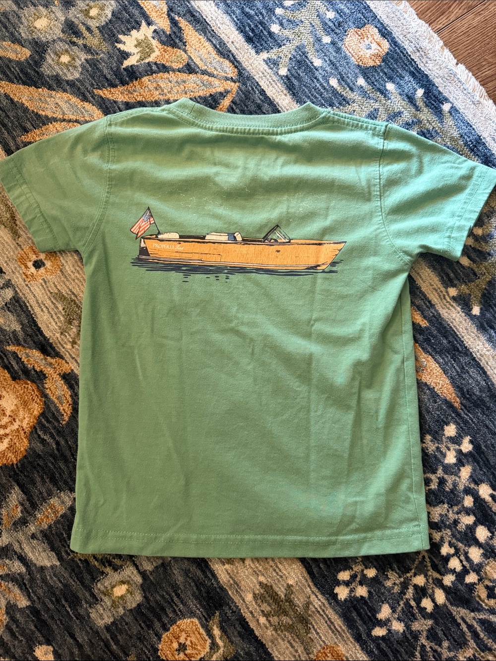 Properly tied Kids Green Short-Sleeve Boat Graphic Tee
